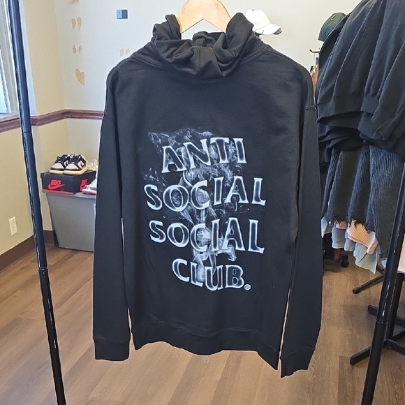 Anti Social Social Club Black and White Graphic Hoodie